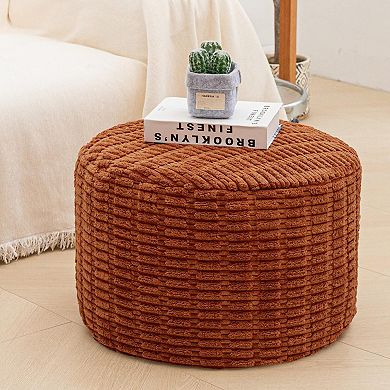 Round Footstool Ottoman Living Room Floor Storage 20x20x14