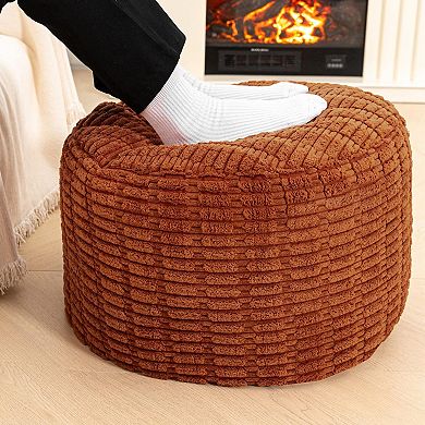Round Footstool Ottoman Living Room Floor Storage 20x20x14