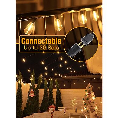 Outdoor LED String Lights, Waterproof Shatterproof Connectable ST38 Vintage Patio Lights