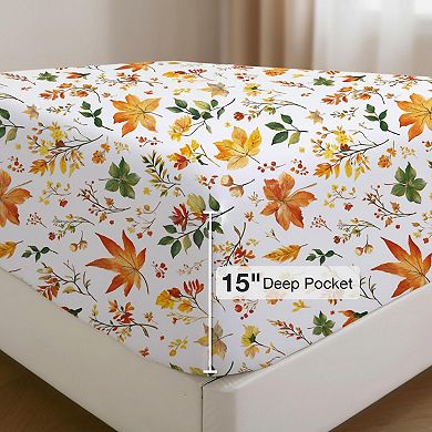 Vintage Floral King Sheet Set 4-Piece Soft Microfiber Breathable Deep Pocket Fitted Bed Sheets