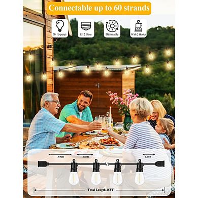 Outdoor LED String Lights, Waterproof Dimmable Shatterproof Edison Patio Lights