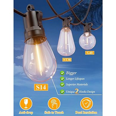Outdoor LED String Lights, Waterproof Dimmable Shatterproof Edison Patio Lights