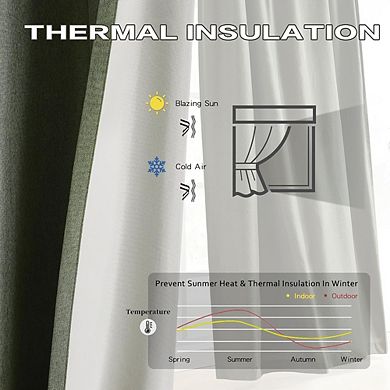 Olive Linen Curtains, Cooling Thermal Pinch Pleat Window Drapes