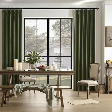 Olive Linen Curtains, Cooling Thermal Pinch Pleat Window Drapes