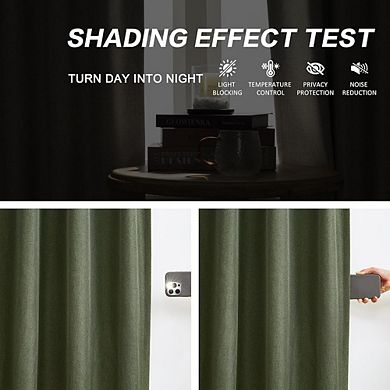 Olive Linen Curtains, Cooling Thermal Pinch Pleat Window Drapes