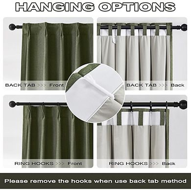 Olive Linen Curtains, Cooling Thermal Pinch Pleat Window Drapes