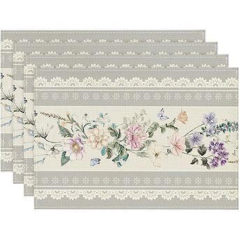 Set of 4 Floral Lace Placemats, Non-Slip, Easy Clean Table Mats