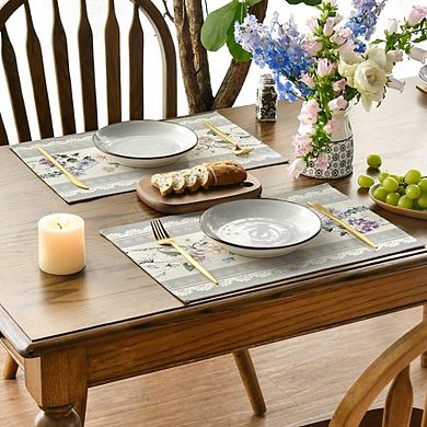 Set of 4 Floral Lace Placemats, Non-Slip, Easy Clean Table Mats