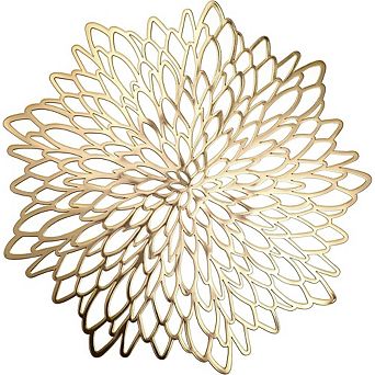 Round PVC Placemats Metallic Glossy Heat Resistant Easy Clean Set of 4