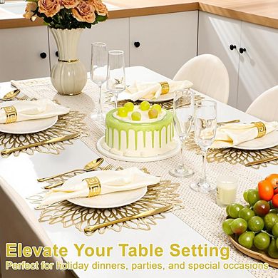 Round PVC Placemats Metallic Glossy Heat Resistant Easy Clean Set of 4