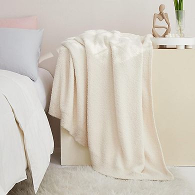 Cream White Plush Throw Blanket for Couch, Soft Lightweight Fuzzy Cozy Sofa Bed Blanket