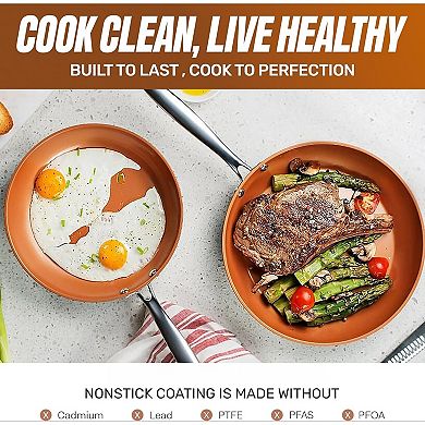15 Pc Ceramic Cookware Set, Ceramic Pots and Pans Set Non Stick with Cooking Utensils and Steamer
