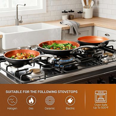15 Pc Ceramic Cookware Set, Ceramic Pots and Pans Set Non Stick with Cooking Utensils and Steamer