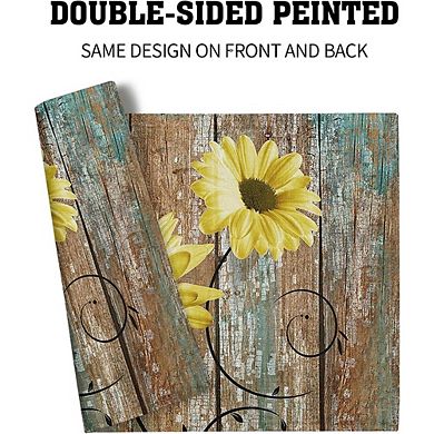Rustic Sunflower Linen Placemats, Non-Slip Heat-Resistant Set
