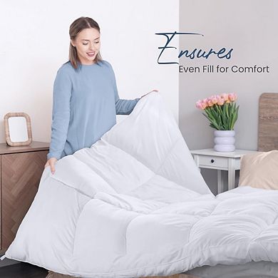 Box Stitched Down Alternative Comforter, Soft Lightweight Cozy Fill