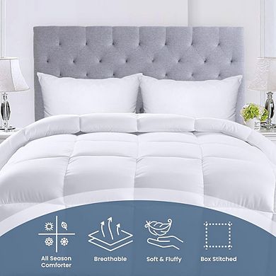 Box Stitched Down Alternative Comforter, Soft Lightweight Cozy Fill