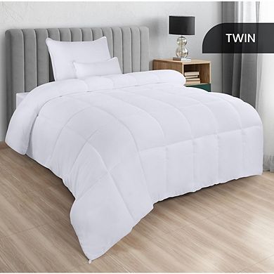 Box Stitched Down Alternative Comforter, Soft Lightweight Cozy Fill