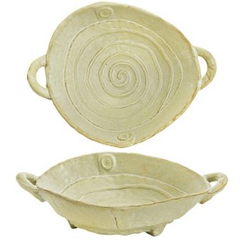 2 pc Handmade Ceramic Bowls with Handles: 7.7" Diameter, 16oz Capacity, Microwave