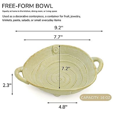 2-Piece Handmade Ceramic Bowls with Handles: 7.7" Diameter, 16oz Capacity, Microwave
