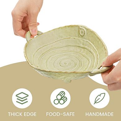 2-Piece Handmade Ceramic Bowls with Handles: 7.7" Diameter, 16oz Capacity, Microwave