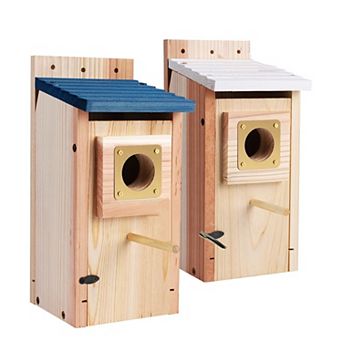 2-Pack Thick Wooden Birdhouses for Bluebirds, Wrens, Swallows, More: Easy Assembly, Copper Guard