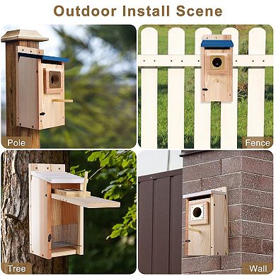 2-Pack Thick Wooden Birdhouses for Bluebirds, Wrens, Swallows, More: Easy Assembly, Copper Guard
