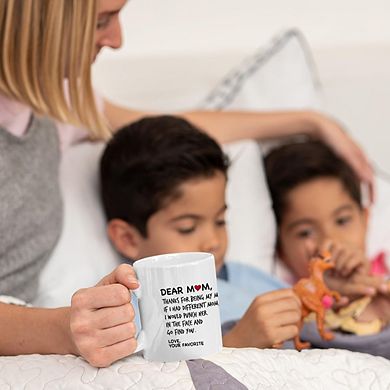 Dear Mom Funny Ceramic Coffee Mug Gift for Mom, Mother’s Day Birthday Cup