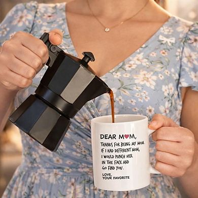 Dear Mom Funny Ceramic Coffee Mug Gift for Mom, Mother’s Day Birthday Cup