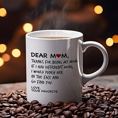 Dear Mom Funny Ceramic Coffee Mug Gift for Mom, Mother’s Day Birthday Cup
