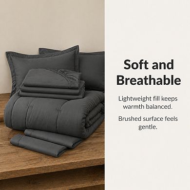 Queen 7-Piece Bed in a Bag Set: Luxury Microfiber, Oeko-Tex Certified, All Season