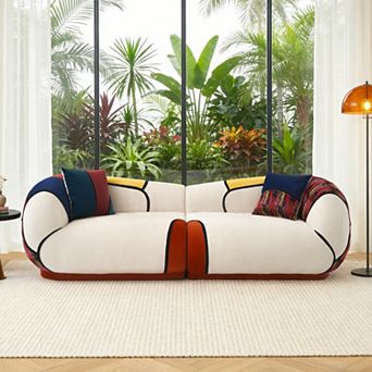 Opoiar 104" Curved Sectional Sofa, Deep Seat Lounge Couch, No Assembly, Thick Cushion