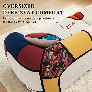 Opoiar 104" Curved Sectional Sofa, Deep Seat Lounge Couch, No Assembly, Thick Cushion