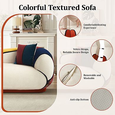 Opoiar 104" Curved Sectional Sofa, Deep Seat Lounge Couch, No Assembly, Thick Cushion