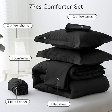 Queen 7-Piece Comforter Set Oeko-tex Certified Bed In A Bag Down Alternative Bedding Ultra-soft