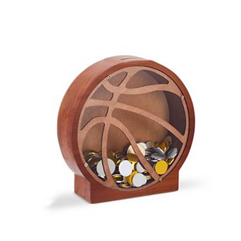 Wooden Basketball Piggy Bank with Transparent Window: Perfect Gift for Kids