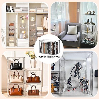 Acrylic Stackable Storage Bins with Magnetic Lids: 5-Pack Clear Display Cases for Handbags