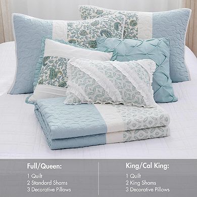 Pure Cotton Bedding Set with Printed Greek Key Pattern Double-Sided Duvet Cover