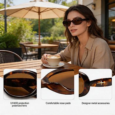 Kaelin Home Small Retro Oval Polarized Sunglasses