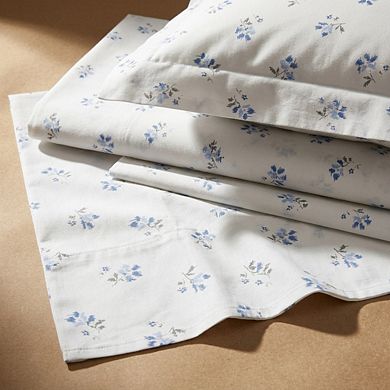 Queen Cotton Percale Sheet Set Crisp Cool Breathable Long Staple Floral