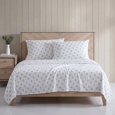 Queen Cotton Percale Sheet Set Crisp Cool Breathable Long Staple Floral