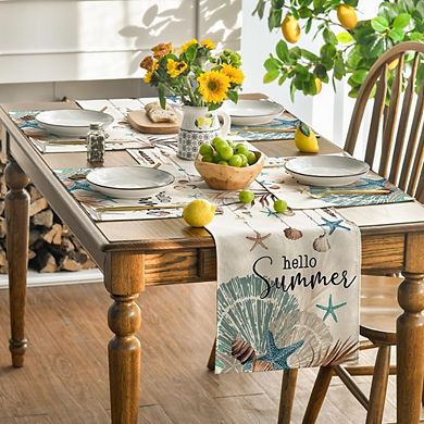 Sunshine Starfish Shell Placemats Set of 4 Polyester Washable Heat Resistant Table Mats