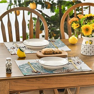 Sunshine Starfish Shell Placemats Set of 4 Polyester Washable Heat Resistant Table Mats