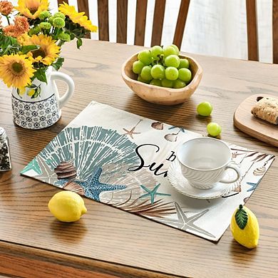 Sunshine Starfish Shell Placemats Set of 4 Polyester Washable Heat Resistant Table Mats