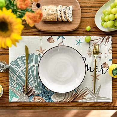 Sunshine Starfish Shell Placemats Set of 4 Polyester Washable Heat Resistant Table Mats