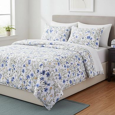 Cotton Percale Sheets Breathable Floral 4-Piece Set Crisp Soft 200 Thread Count 16" Deep Pocket