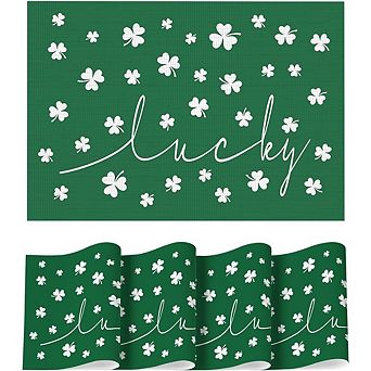 Lucky Shamrock St. Patrick's Day Vinyl Placemats Non-Slip Wipeable
