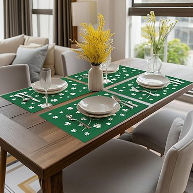 Lucky Shamrock St. Patrick's Day Vinyl Placemats Non-Slip Wipeable