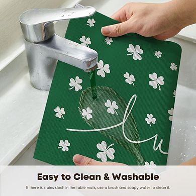 Lucky Shamrock St. Patrick's Day Vinyl Placemats Non-Slip Wipeable
