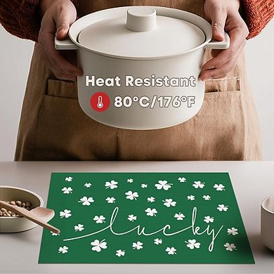 Lucky Shamrock St. Patrick's Day Vinyl Placemats Non-Slip Wipeable