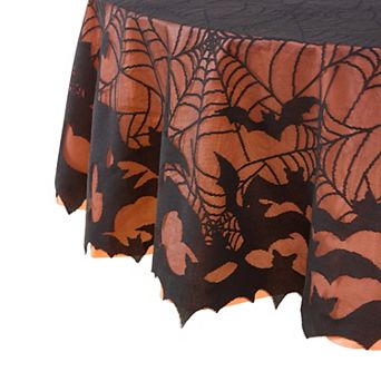 Bats & Web Lace Halloween Tablecloth, 70" Round